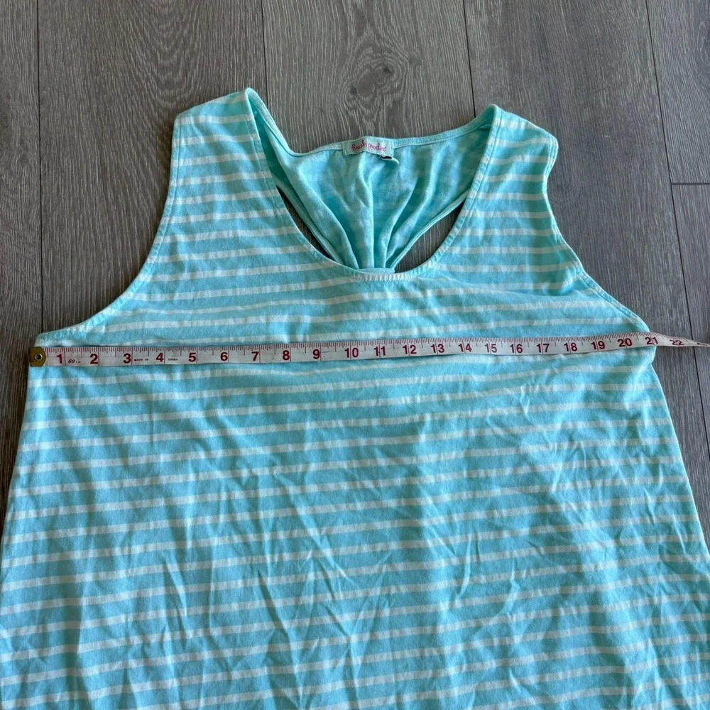 Fresh Produce Womens Blue Racerback Sleeveless Cotton Striped Tank Dress Sz 2XL